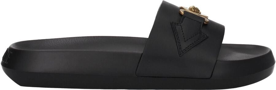 Versace Zwarte Leren Slippers