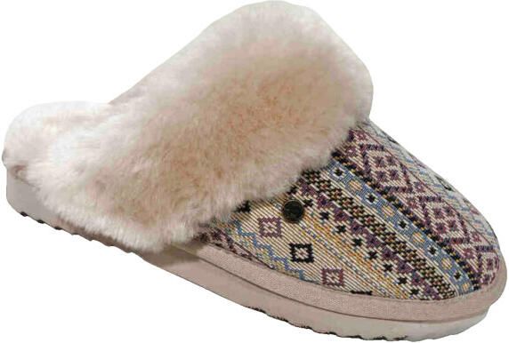 Warmbat Collie print woven blush dames pantoffel (open hiel)
