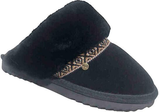 Warmbat Flurry suede tape black black dames pantoffel (open hiel)