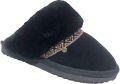 Warmbat Flurry suede tape black black dames pantoffel (open hiel) - Zwart