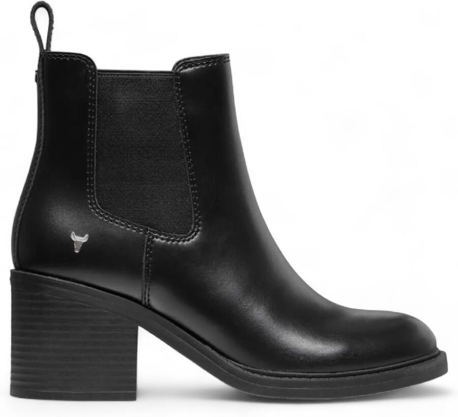 Windsor Smith Dames Zwarte Klassieke Leren Platform Enkel Chelsea Laarzen Varsity