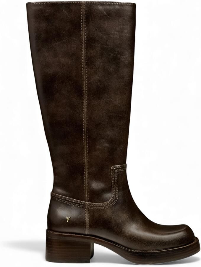Windsor Smith Windsorsmith Dames Espresso Bruine Kunstleren Kniehoge Rijlaarzen Techniek