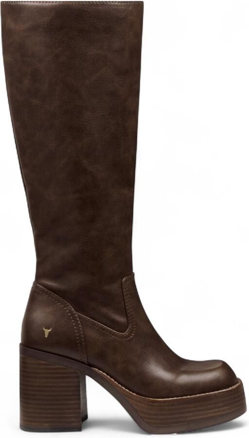 Windsor Smith Windsorsmith Dames Oak Brown Kunstleren Kniehoge Platform Hak Laarzen Niche