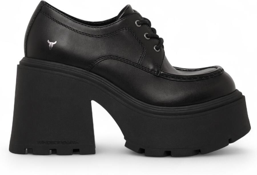 Windsor Smith Windsorsmith Dames Zwarte Leren Dikke Platform Veterschoenen Starcrossed
