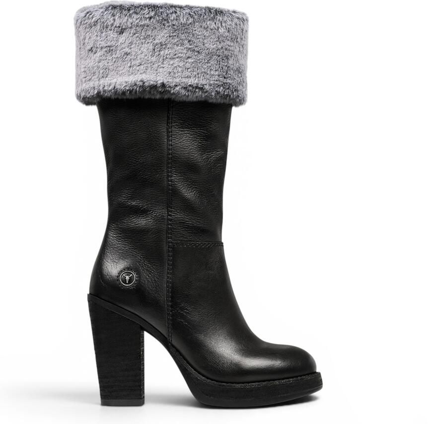 Windsor Smith Windsorsmith Dames Zwarte leren Hoge Hakken Bontlaarzen voor Dames tot midden kuit Lovestruck
