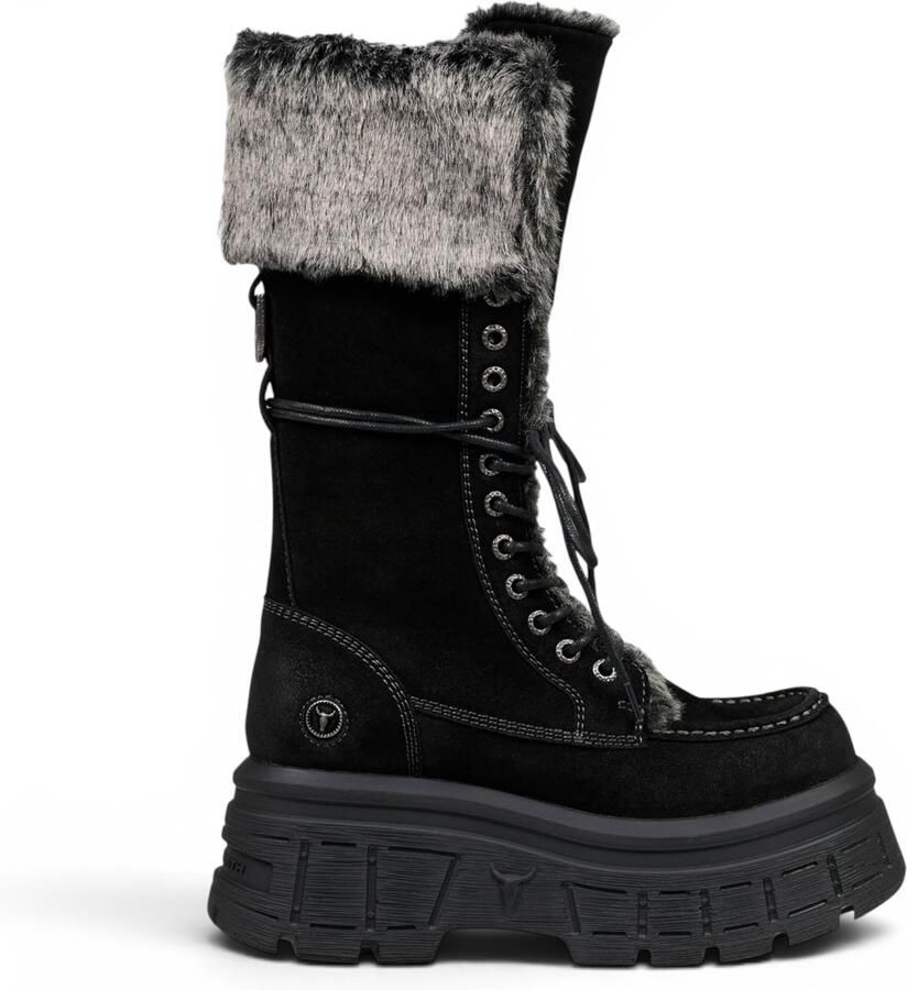 Windsor Smith Windsorsmith Dames zwarte suède leren platform gevechtslaarszen Saintly