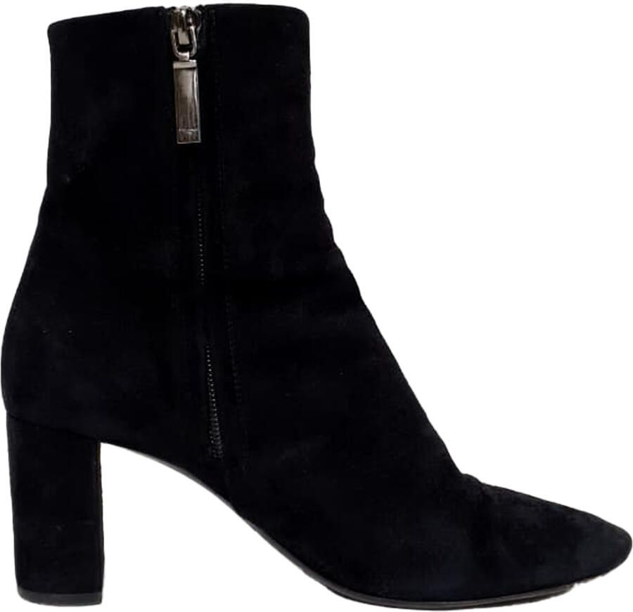 Yves Saint Laurent Pre-owned Saint Laurent Loulou enkellaarsjes met rits in zwart suède