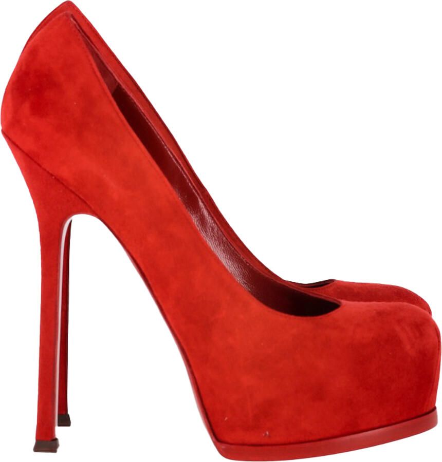Yves Saint Laurent Pre-owned Saint Laurent Tribtoo Pumps in Rood Suède