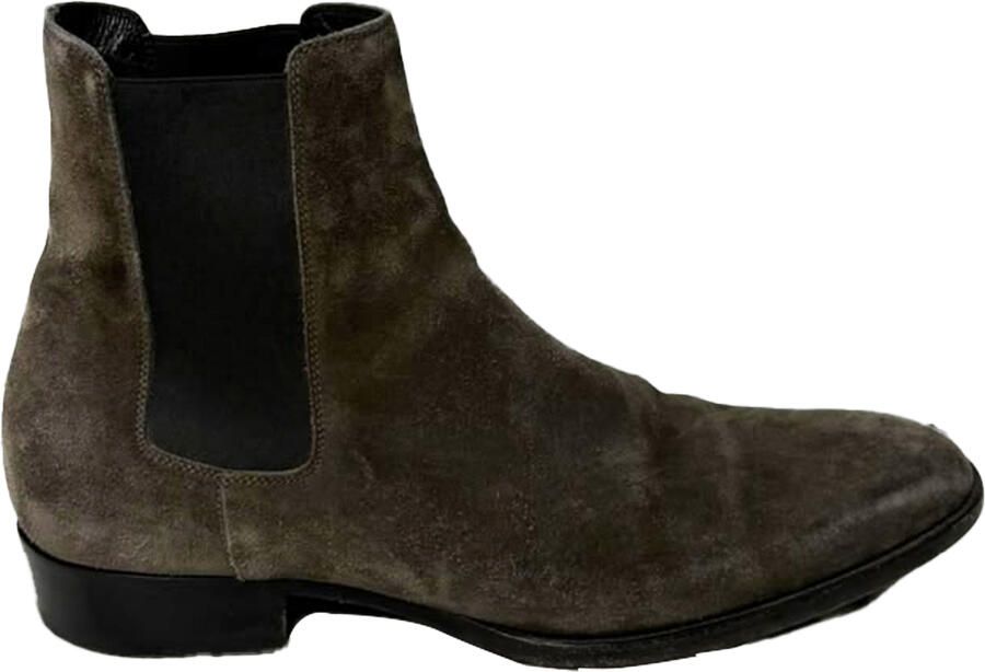Yves Saint Laurent Pre-owned Saint Laurent Wyatt Chelsea Enkellaarsjes in Bruin Suède