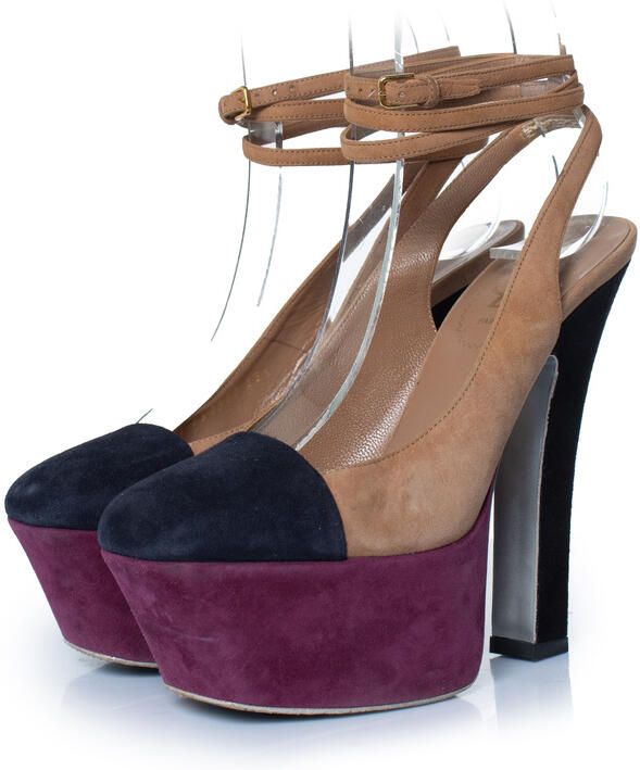 Yves Saint Laurent Pre-owned Yves Saint Laurent driekleurige suède plateau pumps