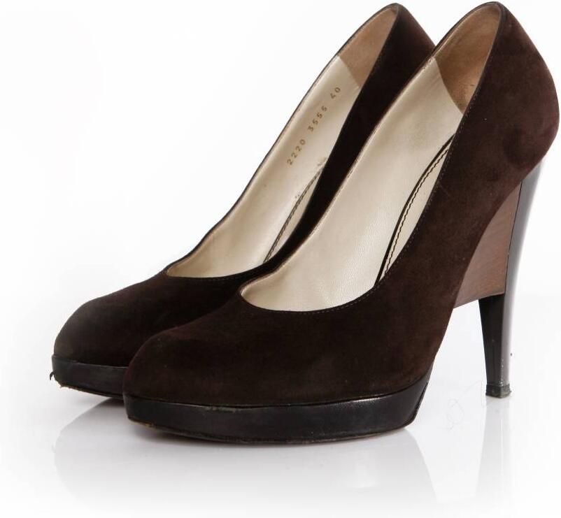 Yves Saint Laurent Pre-owned Yves Saint Laurent suède pump met architectonische hak