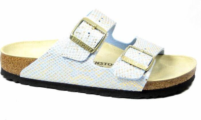 Birkenstock Arizona Dames Slippers Shiny Python Dusty Blue Narrow fit | Blauw | Microvezel - Foto 5