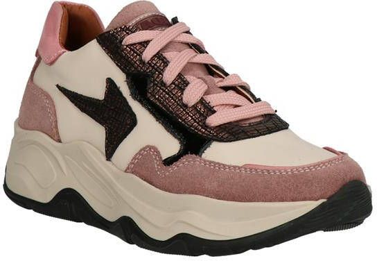 Braqeez 422760-471 Meisjes Lage Sneakers Roze Beige Leer Veters - Foto 9