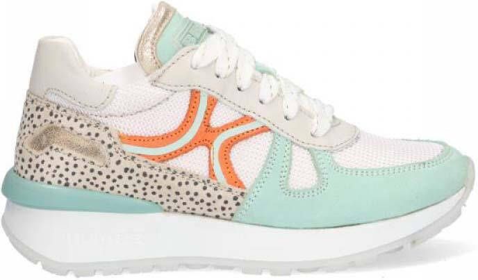 Braqeez 423272-159 Meisjes Lage Sneakers Groen Wit Oranje Print Nubuck Veters - Foto 11