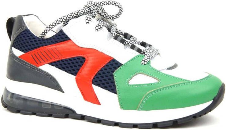 Braqeez 423464-565 Jongens Lage Sneakers Groen Beige Rood Blauw Leer Veters - Foto 2
