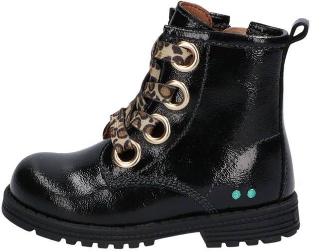 BunniesJR Bunnies JR Tosca Trots Meisjes Combat Boots Zwart Leer Veters - Foto 3