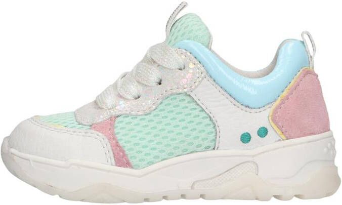 BunniesJR Bunnies JR Charlie Chunky Meisjes Lage Sneakers Wit Groen Leer Veters - Foto 3