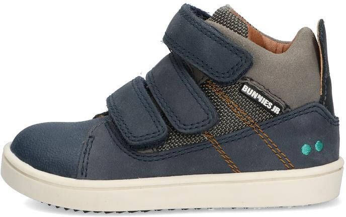 BunniesJR Bunnies JR Patrick Pit Jongens Hoge Sneakers Blauw Leer Klittenband - Foto 3