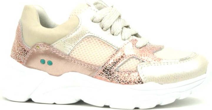 BunniesJR 224341-596 Meisjes Lage Sneakers Zilver Wit Roze Imitatieleer Leer Veters - Foto 5
