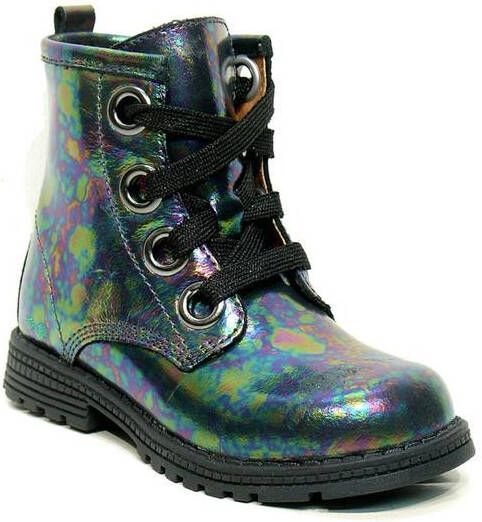 BunniesJR Bunnies JR Tosca Trots Meisjes Combat Boots Multi Zwart Leer Veters - Foto 2