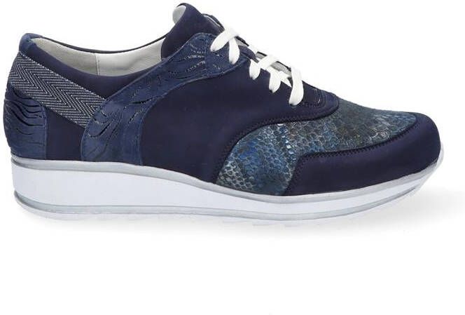 Durea Sneakers Dames Lage sneakers Damesschoenen Leer 6225 688 Pythonprint Blauw combi (42 5) - Foto 3