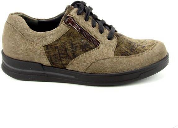 Durea 6226 288 0112 Taupe kleurige dames brede veterschoen met rits - Foto 5