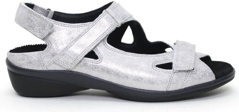 Durea 7258 216 6683 Zilver kleurige dames sandalen met klittenband sluiting - Foto 5
