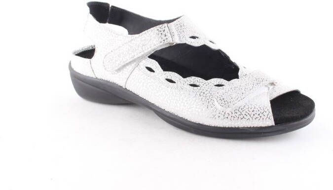 Durea 7258 216 6683 Zilver kleurige dames sandalen met klittenband sluiting - Foto 6