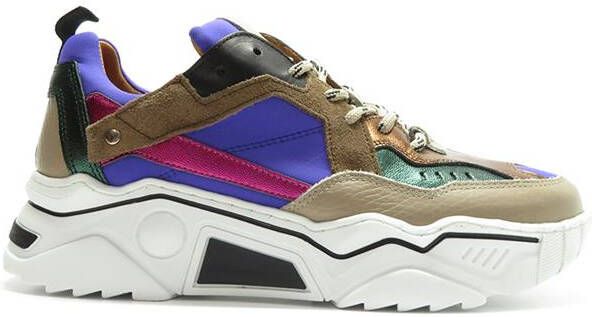 DWRS LABEL Pluto Purple Beige Paars Leer Lage sneakers Dames - Foto 4