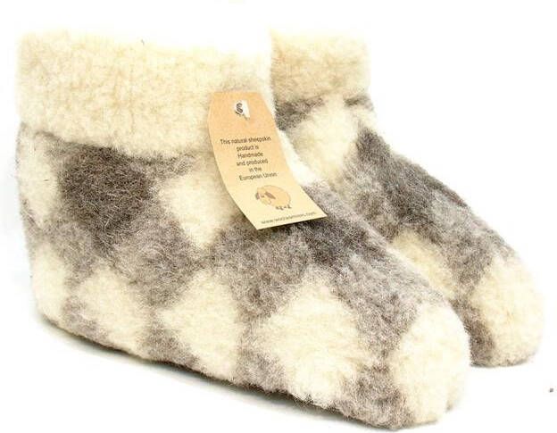 Woolwarmers Wollen Sloffen Suede Zool Zwart Wit Unisex - Foto 2