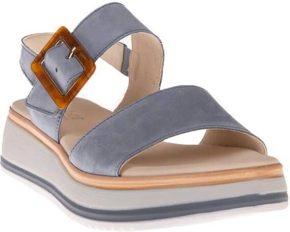 Gabor Blauwe Suède Sandalen Klittenbandsluiting Blue Dames - Foto 3