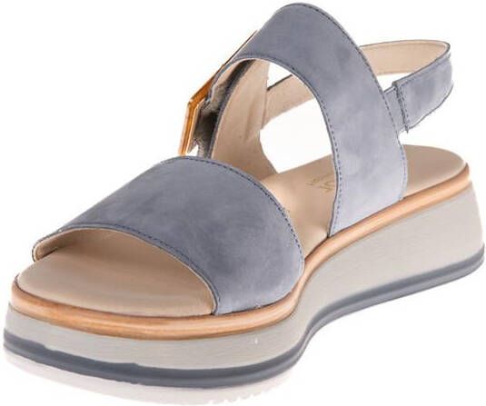 Gabor Blauwe Suède Sandalen Klittenbandsluiting Blue Dames - Foto 4