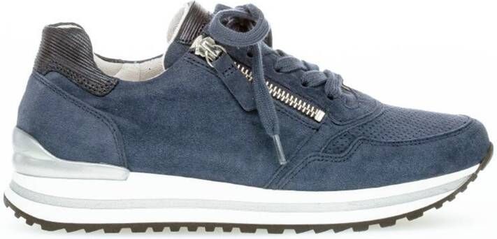Gabor Blauw Marine Suède Sportieve Geperforeerde Sneakers Blue Dames - Foto 2