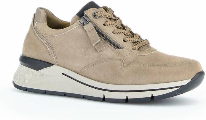 Gabor Suède Sneaker met Leren Accenten Beige Dames - Foto 7