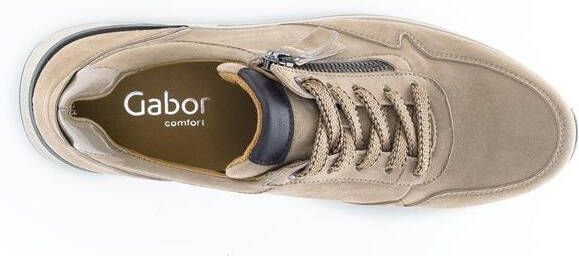 Gabor Suède Sneaker met Leren Accenten Beige Dames - Foto 6