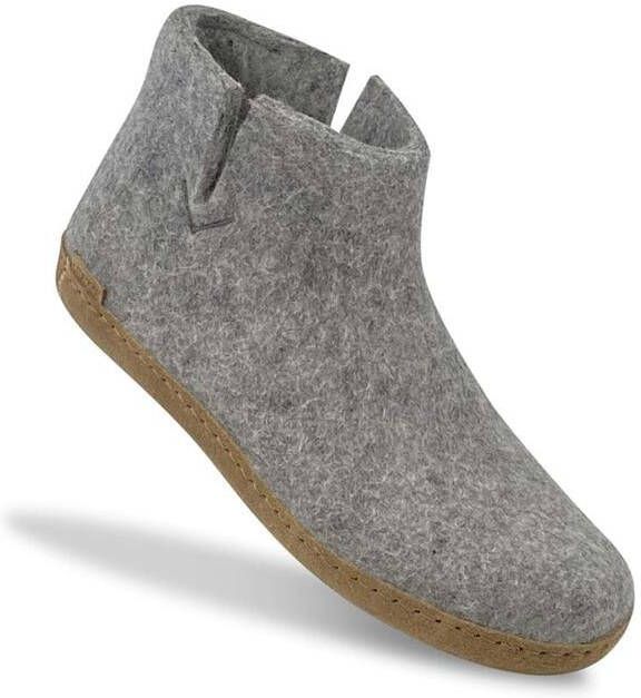 Glerups Hoge Wollen Sloffen Leren Zool Grijs - Foto 4