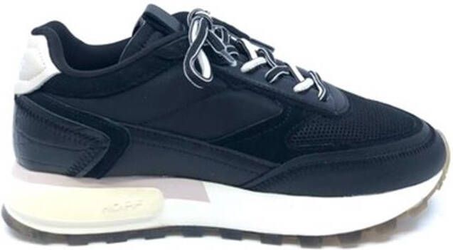 Hoff Sportsneakers voor dames Zwarte leren en stoffen combinatie Zwart Dames - Foto 4