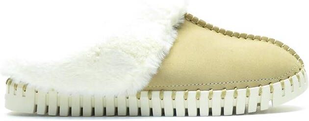 Ilse Jacobsen Pantoffels Dames Sloffen Instappers Suède Harde zool Open hiel Tulip 3871 Beige - Foto 8