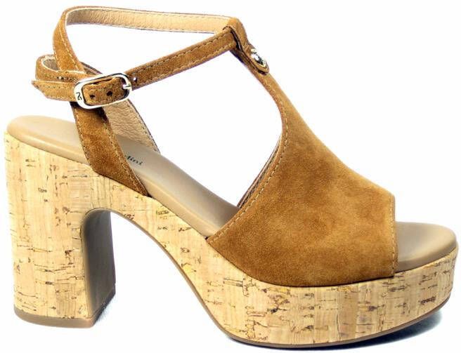 Nerogiardini Stijlvolle Cognac Suède Sandalen Brown Dames - Foto 5