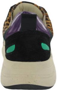 PS Poelman Cibel chunky leren sneakers met panterprint zwart