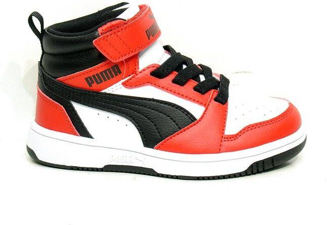 Puma Rebound v6 Mid V6 Mid sneakers wit zwart rood Imitatieleer 34 - Foto 15