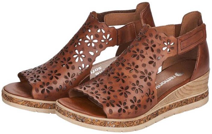 Remonte Sleehaksandaaltjes zomerschoen sandaal keilhak met bloemlaserpatroon - Foto 4