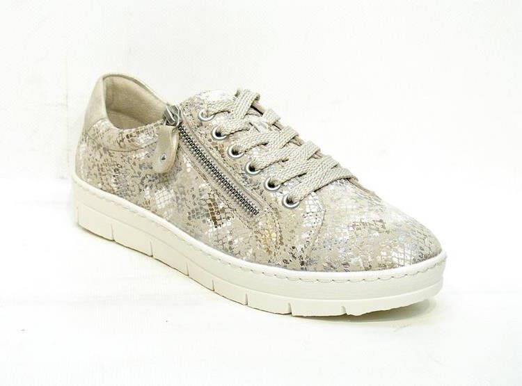 Remonte Taupe Metallic Sneaker met Rits Multicolor Dames - Foto 4