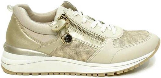 Remonte Beige Metallic Glitter Sneaker met Rits Beige Dames - Foto 10