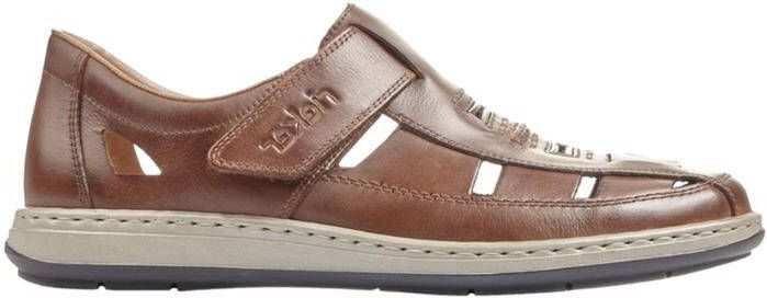 Rieker Bruine Leren Sandaal met Comfortabel Voetbed Brown Heren - Foto 14