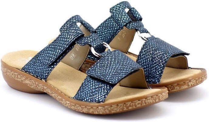 Rieker Slipper 628P9-14 Blauw Zilver Zacht Voetbed - Foto 2