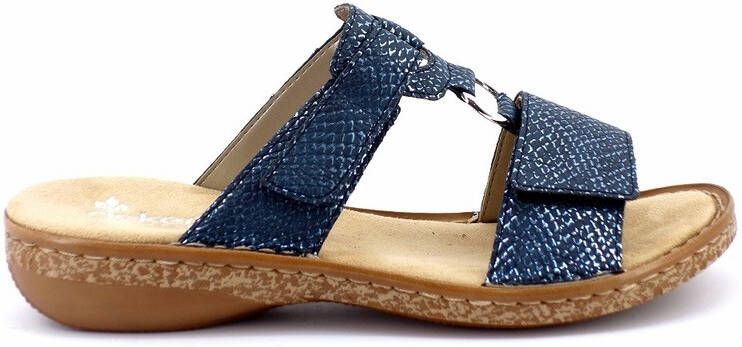 Rieker Slipper 628P9-14 Blauw Zilver Zacht Voetbed - Foto 4