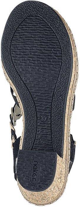 Rieker Zwarte sandalette met geweven bandjes en glitterzool Black - Foto 8