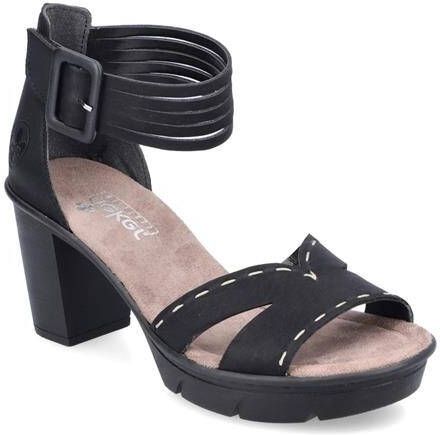 Rieker Zwarte Synthetische Hoge Hak Sandalen Black Dames - Foto 8
