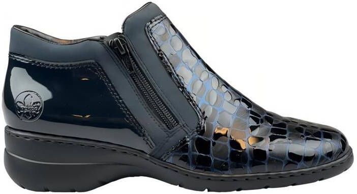 Rieker Comfortabele Blauwe Veterlaars met Dierenprint en Metallic Blauwe Lak Blauw Dames - Foto 6